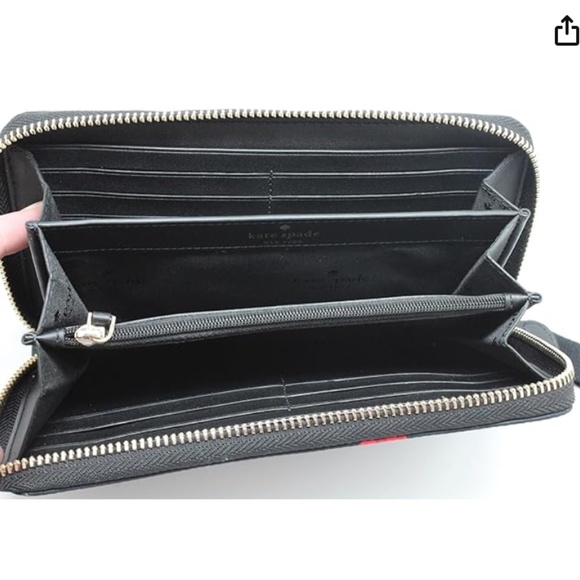 NEW Kate Spade Chelsea Rose Toss Printed Large Continental Wallet KE616 BLACK - Picture 5 of 6